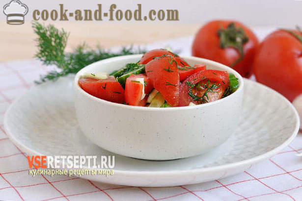 Recept šalát z uhoriek, paradajok a cukety