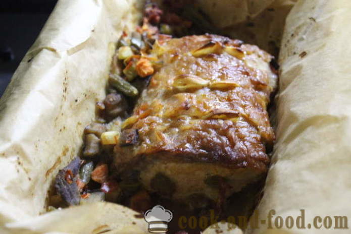 Bravčové mäso v rúre, pečené s hubami a zeleninou - ako upiecť chutné hruďou v rúre, recept s fotografiou poshagovіy