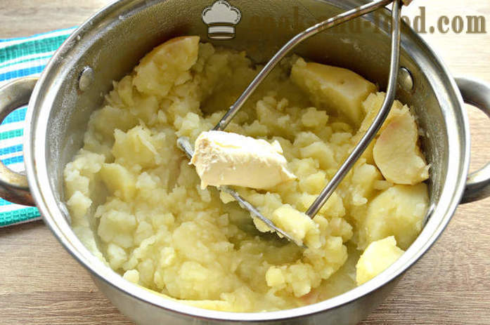 Zemiaky šťouchané s kyslou smotanou - ako variť zemiakovou kašou, krok za krokom recept fotografiách