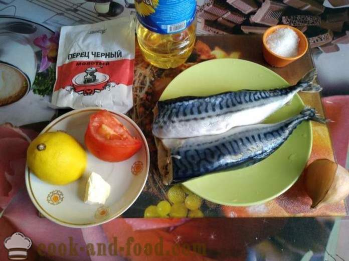 Makrela zapečená s paradajkami a citrón vo fólii - ako pečené makrely s citrónom v rúre, sa krok za krokom recept fotografiách