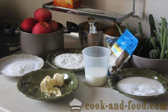 Jednoduché jablkový koláč so zázvorom mliekom - ako sa pečie jablkový koláč so zázvorom v rúre, sa krok za krokom recept fotografiách