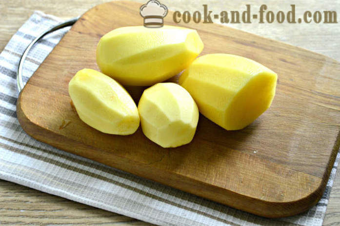 Dusené zemiaky s duseným mäsom v panve - ako variť zemiaky s konzervované hovädzie, krok za krokom recept fotografiách