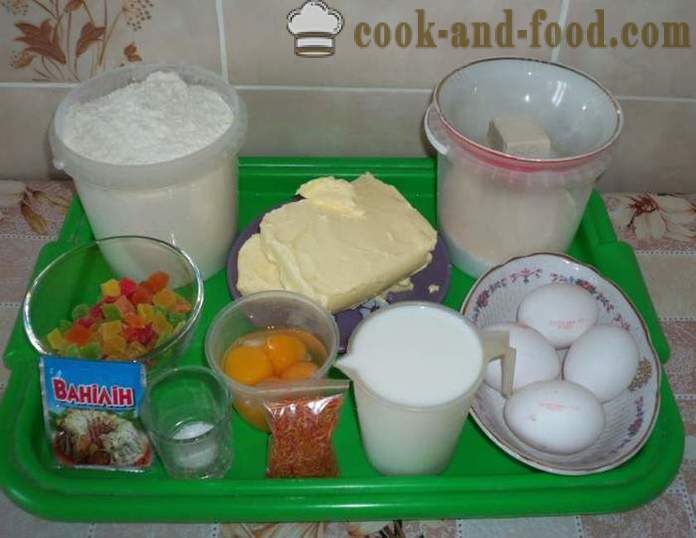 Šafran torta s práškovým bielkovín - ako variť tortu s polevou, krok za krokom recept fotografiách