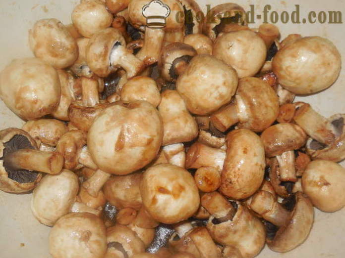Huby huby marinované v sójovej omáčke - ako smažiť huby na grile, krok za krokom recept fotografiách