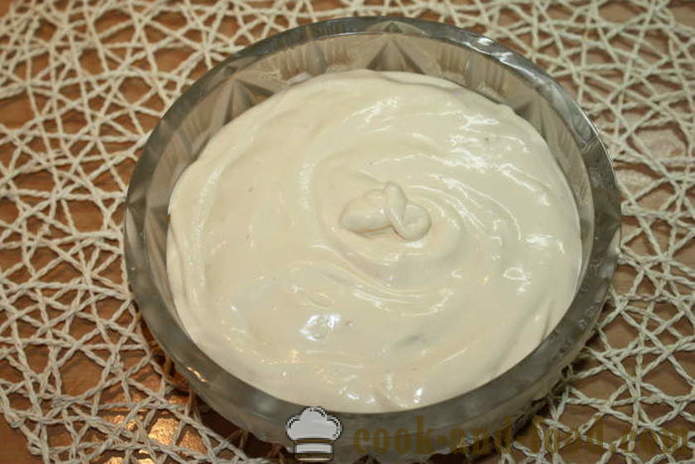 Tvarohovým krémom tiramisu bez vajíčok - ako urobiť tiramisu krém tortu, krok za krokom recept fotografiách