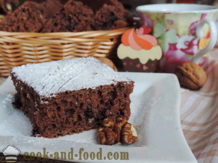 Čučoriedkový koláč s orechmi - Ako sa robí čučoriedkový koláč s orechmi a kakao, sa krok za krokom recept fotografiách