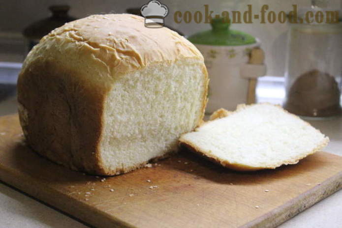 Mliečne biely chlieb do pekárne - ako sa pečie chleba v mlieku, krok za krokom recept fotografiách
