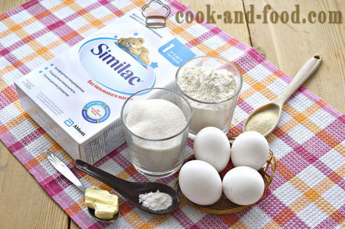 Jednoduchý recept tortu detskej výživy v rúre - ako variť rýchly koláč z suchej zmesi mlieka, krok za krokom recept fotografiách