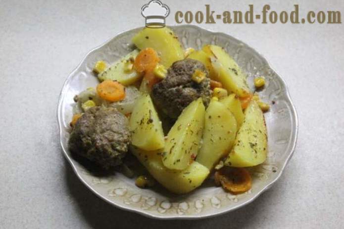 Karbonátky pečené v rúre so zemiakmi a zeleninou - ako variť karbonátky v rúre, sa krok za krokom recept fotografiách