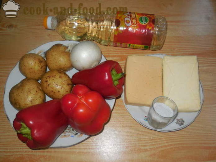 Papriky plnené zemiakovou kašou a pečené v rúre - ako variť plnené papriky so zemiakmi a syrom, s krok za krokom recept fotografiách