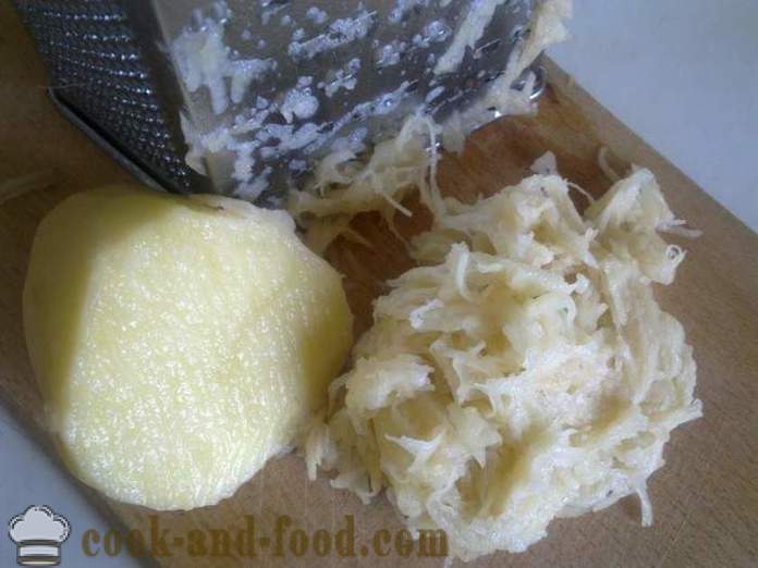 Kastról nastrúhané surové zemiaky so syrom a cesnakom - ako variť lahodné hrniec zemiakov v rúre, sa krok za krokom recept fotografiách