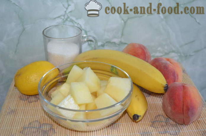 Zmrzlina sorbet melón, broskyne a banán - ako sa robí sorbet doma, krok za krokom recept fotografiách
