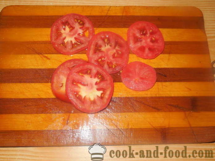 Mäso s paradajkami a syrom v rúre - Ako variť šťavnaté mäso v rúre, sa krok za krokom recept fotografiách