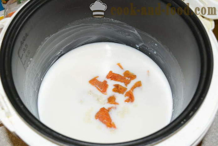 Delicious ryžová kaša s mliekom v multivarki - ako sa varí ryža mlieka kašu, krok za krokom recept fotografiách