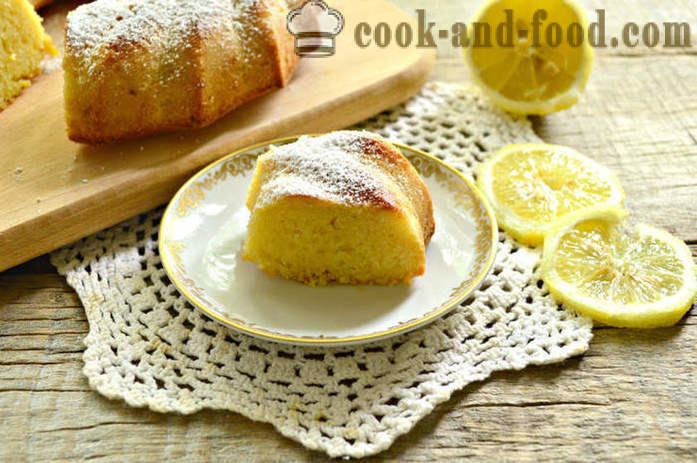 Lemon koláč na krupicu a jogurt v tvare torty - Ako sa robí Kefír manu, krok za krokom recept fotografiách