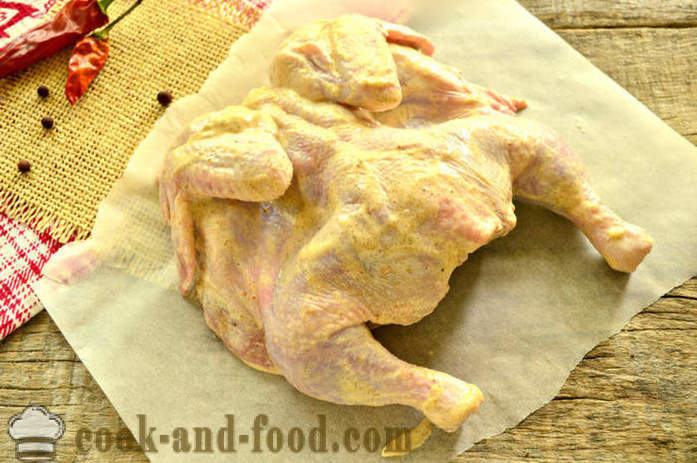 Celé kurča pečené v alobale v rúre - ako variť kurča v trúbe na fólii, sa krok za krokom recept fotografiách