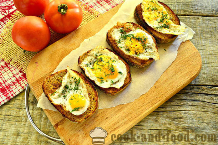 Francúzsky toast s vajíčkom a zeleninou na panvici - ako robiť prípitok s vajcami na raňajky, krok za krokom recept fotografiách