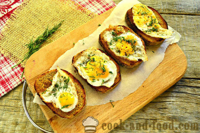 Francúzsky toast s vajíčkom a zeleninou na panvici - ako robiť prípitok s vajcami na raňajky, krok za krokom recept fotografiách