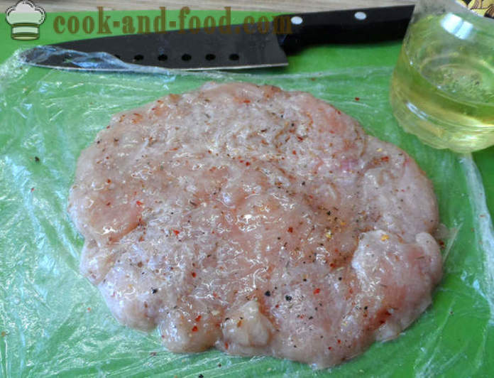 Kuracie rezne so syrom v rúre - ako variť kotlety kurča je chutné, sa krok za krokom recept fotografiách
