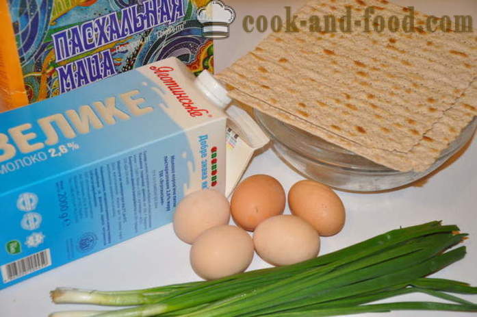 Omeleta sa Matz - jednoduchých židovskej Passover jedla, ako variť vajcia Matz, krok za krokom recept fotografiách