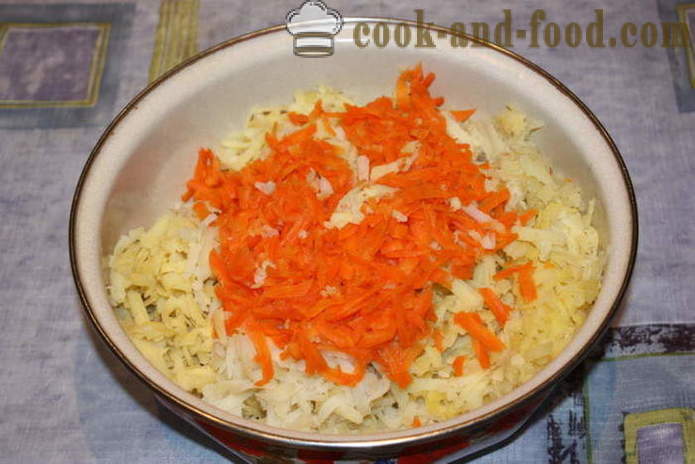 Zemiakové placky s cibuľou a mrkvou - ako variť zemiakové placky varené zemiaky, sa krok za krokom recept fotografiách