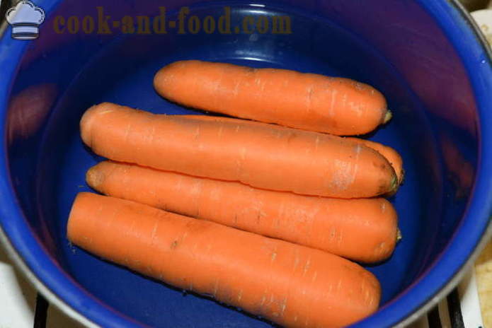 Ako variť mrkvový šalát a ruský šalát - ako variť mrkva v kastróle s krok za krokom recept fotografiách