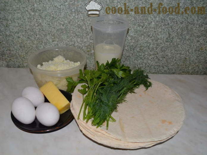Koláč z pita chleba so syrom v rúre - ako variť koláč pita so syrom a bylinkami, s krok za krokom recept fotografiách