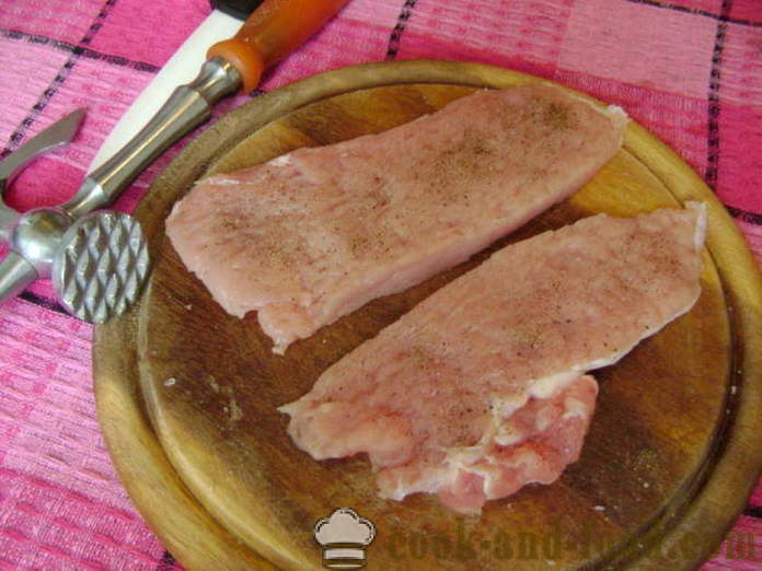 Bravčový rezeň s cibuľou - ako variť rezeň z bravčového mäsa, sa krok za krokom recept fotografiách