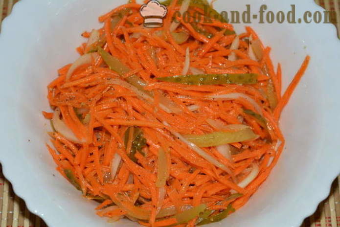 Jednoduchý šalát s kórejskou mrkvou a uhorkou - ako variť kórejský šalát z mrkvy a uhorky, s krok za krokom recept fotografiách