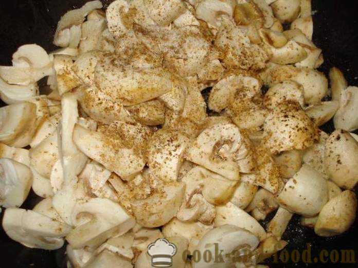 Čerstvé huby vyprážané na panvici - ako variť vyprážané šampiňóny, krok za krokom recept fotografiách
