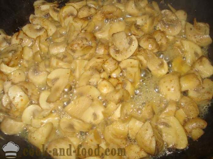 Čerstvé huby vyprážané na panvici - ako variť vyprážané šampiňóny, krok za krokom recept fotografiách