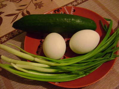 Šalát: uhorky, vajcia, pažítka a majonéza - ako robiť uhorkový šalát s majonézou, krok za krokom recept fotografiách