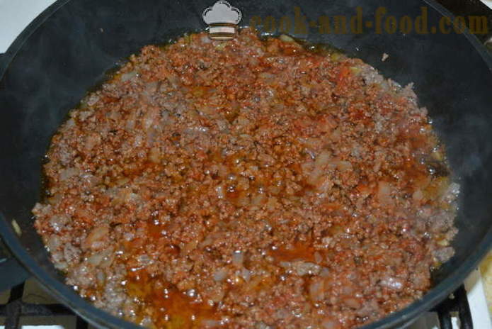 Makaróny kastról s mletým mäsom a bešamelom - ako variť cestoviny kastról do rúry s krok za krokom recept fotografiách
