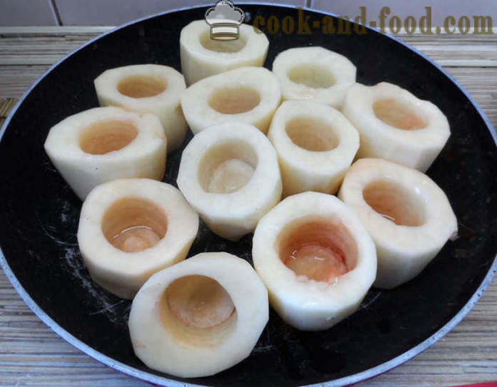 Pečené zemiaky plnené šampiňóny a syrom - Ako variť zemiaky plnené hubami, krok za krokom recept fotografiách