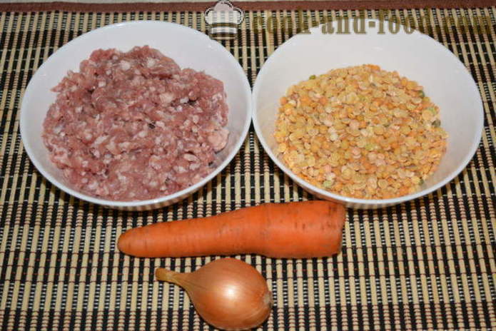 Hrachová polievka s mäsom - ako multivarki rýchlo variť hrachovú polievku, krok za krokom recept fotografiách