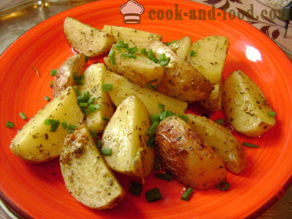 Zemiaky zapečené s krustou - ako pečené zemiakové plátky v rúre, sa krok za krokom recept fotografiách