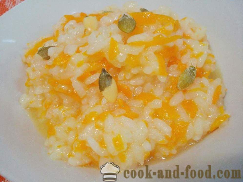 Tekvica kaša z ryže a slnečnicové semená - ako variť lahodný tekvica kašu, krok za krokom recept fotografiách