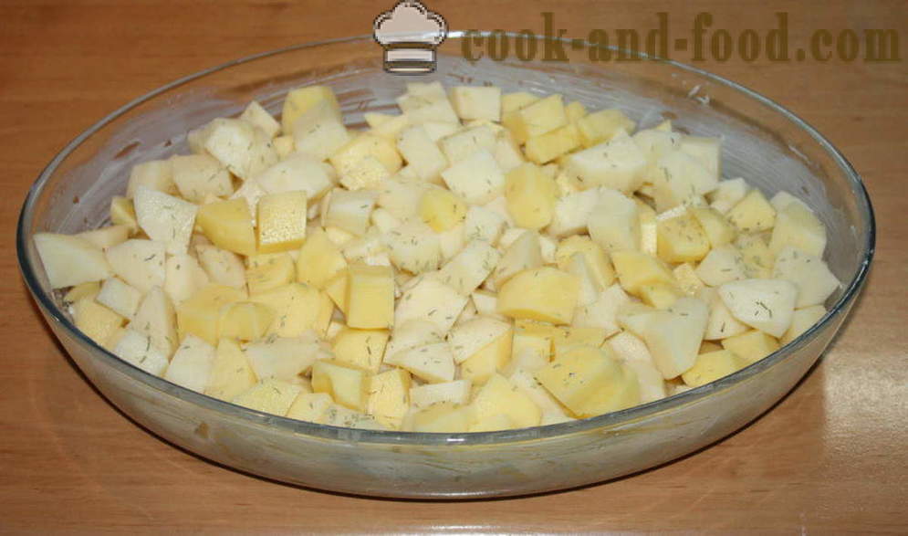 Zapečené zemiaky s hubami na smotane - Ako variť zemiaky s hubami v rúre, sa krok za krokom recept fotografiách