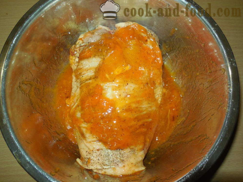 Šťavnaté kuracie prsia pečená v rúre - ako variť kuracie prsia v rúre, sa krok za krokom recept fotografiách