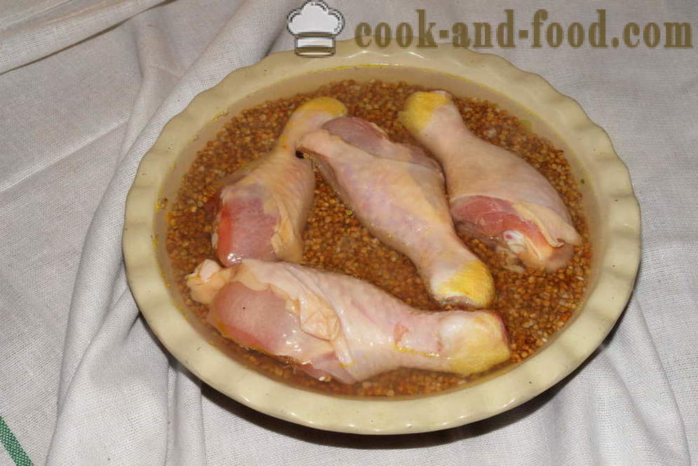Pohánka pečené kura v rúre - ako variť kura s pohánkou v rúre, sa krok za krokom recept fotografiách