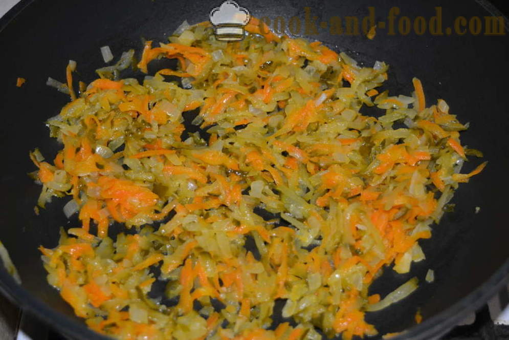 Domáce nakladaná zelenina s hubami a uhorkou - ako variť bez mäsa a uhorkou jačmeňa krok za krokom recept fotografiách