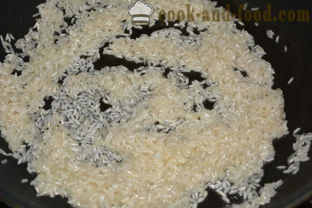 Ako variť ryžu na ozdobu drobeniu - ako variť ostrý ryžu v panvici, krok za krokom recept fotografiách