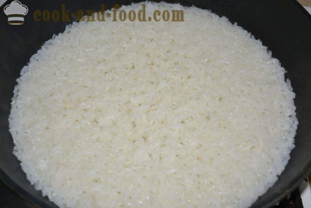 Ako variť ryžu na ozdobu drobeniu - ako variť ostrý ryžu v panvici, krok za krokom recept fotografiách