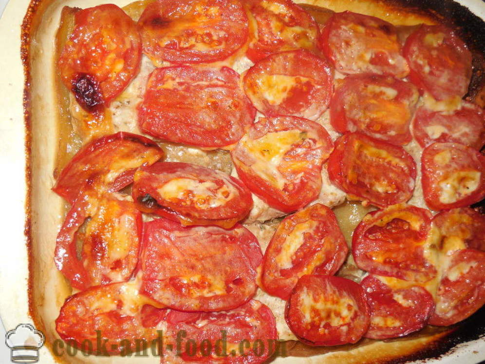 Baklažánu zapečené s mäsom a paradajkami - ako pečený baklažán s mäsom v rúre, s krok za krokom recept fotografiách