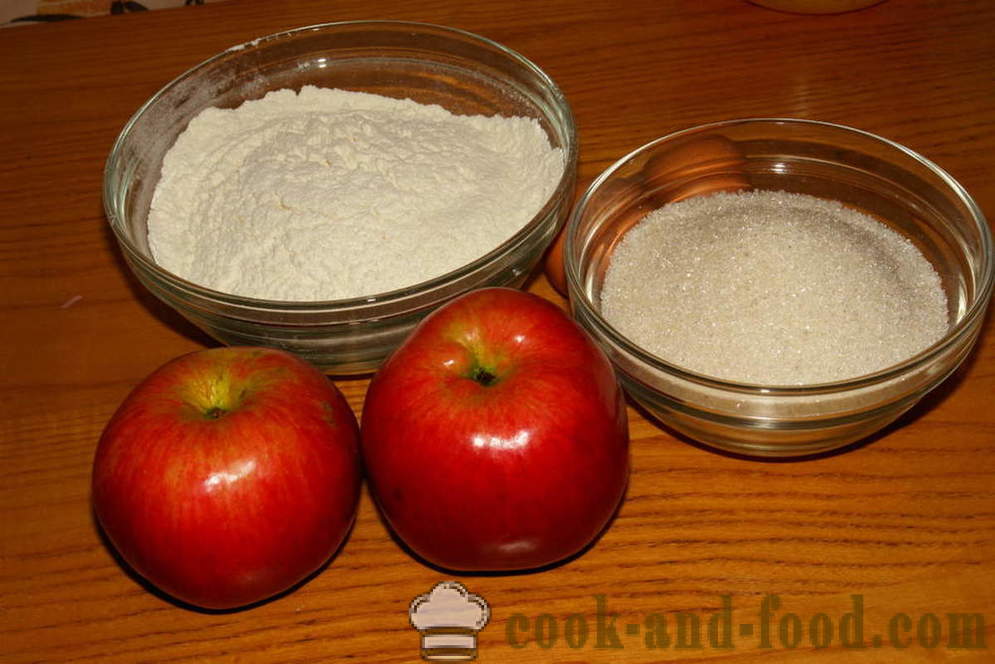 Piškótový torta s jablkami v rúre - ako variť piškótový tortu s jablkami, krok za krokom recept fotografiách