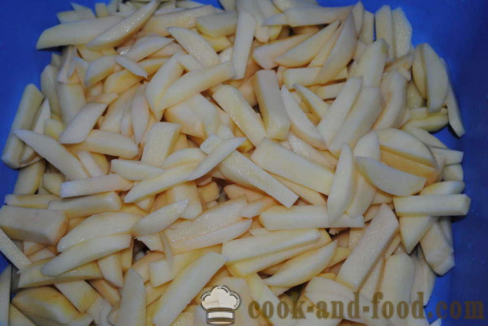 Pečené zemiaky so syrom a hubami - obe chutné pečené zemiaky v rúre, sa krok za krokom recept fotografií