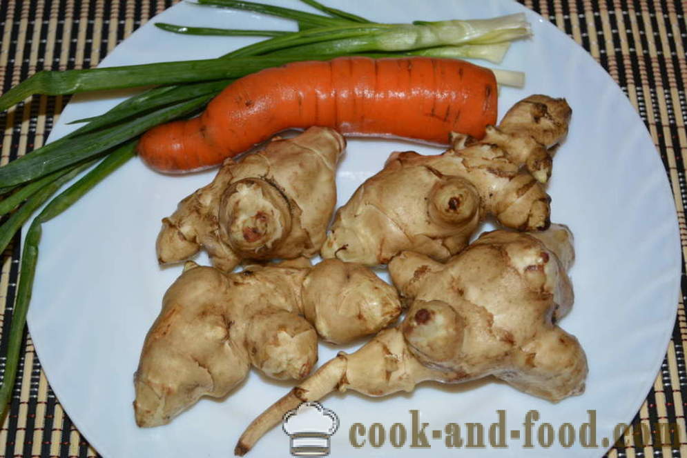 Chutný šalát z artičok a mrkva a zelenej cibule - ako pripraviť šalát z artičok a mrkvou recept s fotkou