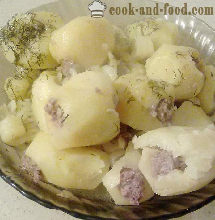 Dusené zemiaky plnené mletým mäsom - krok za krokom, ako urobiť pečené zemiaky plnené mletým mäsom, recept s fotografiou