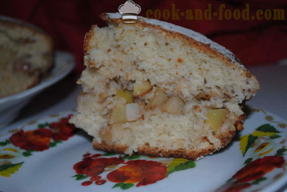 Perník tortu na kefíru s jablkami a orechmi - ako variť tortu s kefír, krok za krokom recept fotografiách
