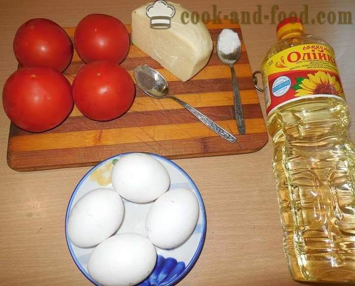 Pôvodné miešané vajíčka alebo paradajky v lahodnej paradajky s vajcami a syrom - ako variť miešané vajíčka krok za krokom recept fotografiách